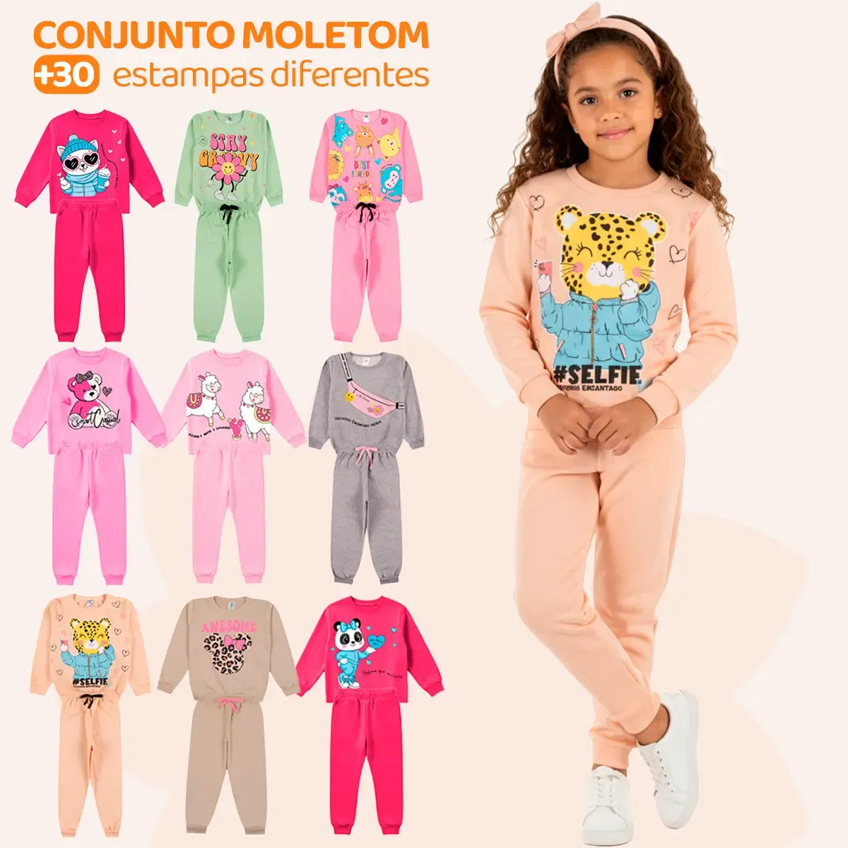 Kit 10 Peças Moletom Infantil Menina Inverno Confeccionados em Algodão Macio
